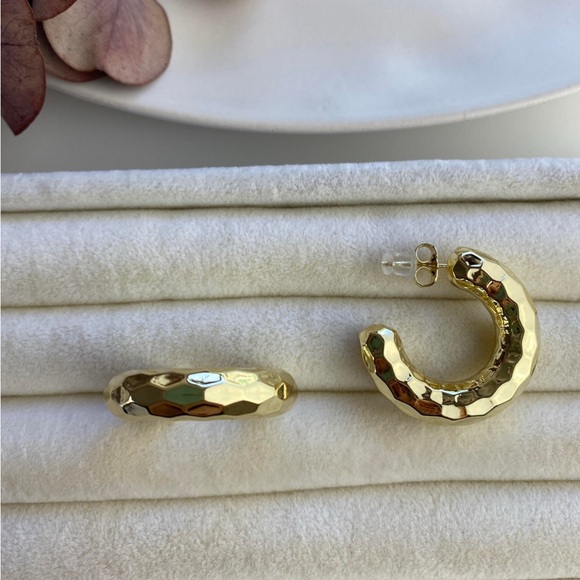 Hoop Earrings 14k Gold Plated Luxury Jewelry - Picture 3 of 12